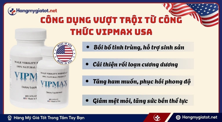 Công dụng vượt trội từ công thức Vipmax USA
