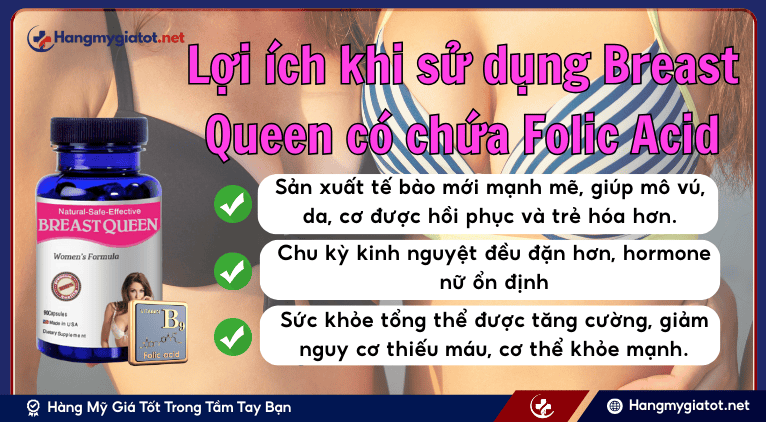 Lợi ích khi sử dụng Breast Queen có chứa Folic Acid