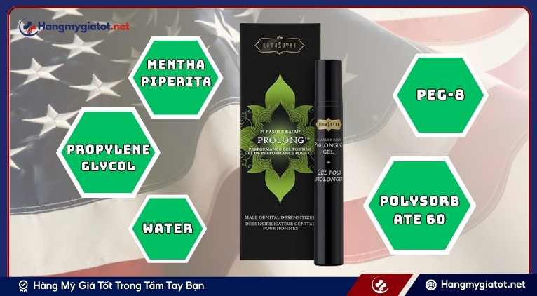 Thành phần có trong gel Pleasure Balm Prolong