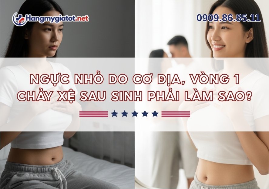 Ngực nhỏ do cơ địa, vòng 1 chảy xệ sau sinh phải làm sao?